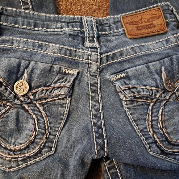 Big Star Jenae Skinny Lowrise Distressed Embroidered Flap Pocket Denim Jeans - Picture 10 of 11